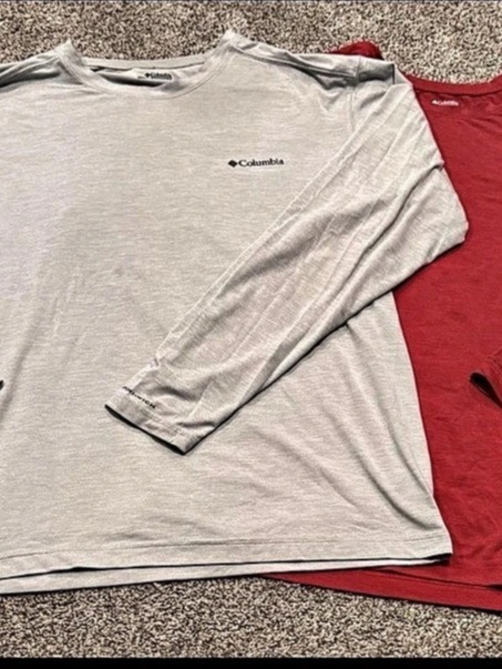 Columbia Omni-Shade Long Sleeve Shirt Shirts Red & Gray Large